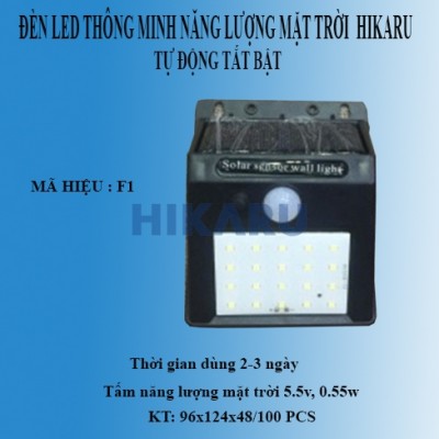 ĐÈN LED THÔNG MINH NĂNG LƯỢNG MẶT TRỜI  F1 -6W